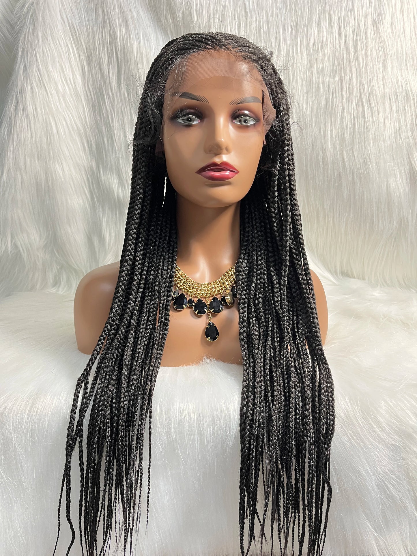 Cornrow Box Braided Wig, Lace Frontal Wig with Baby Hair, 24 inches