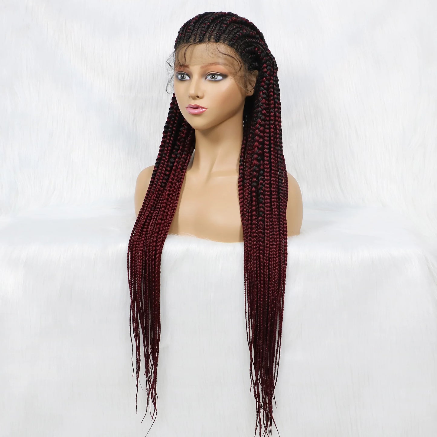 Lace Front Wig, Knotless Box Braided Wig With Baby Hair 36’‘ Lace Synthetic Braiding Hair
