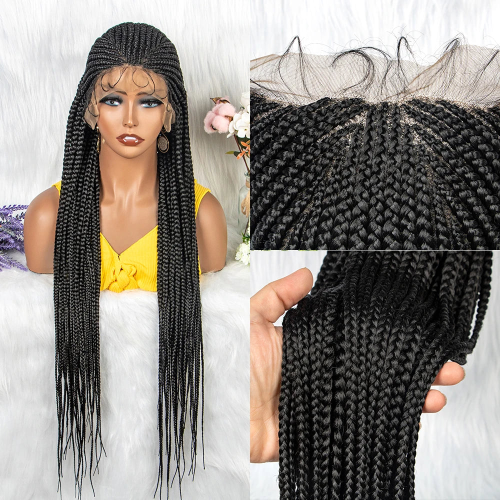 Braided Wigs Synthetic Lace Front, Braid With Baby Hair Braided Lace Front Wigs 34 inch.