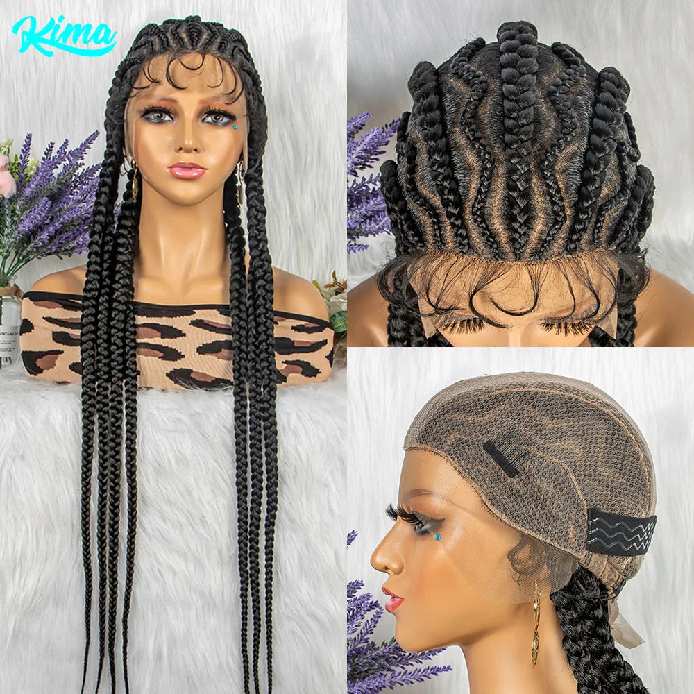 Full Lace Braided Wig, 36 Inches Knotless Cornrow Design