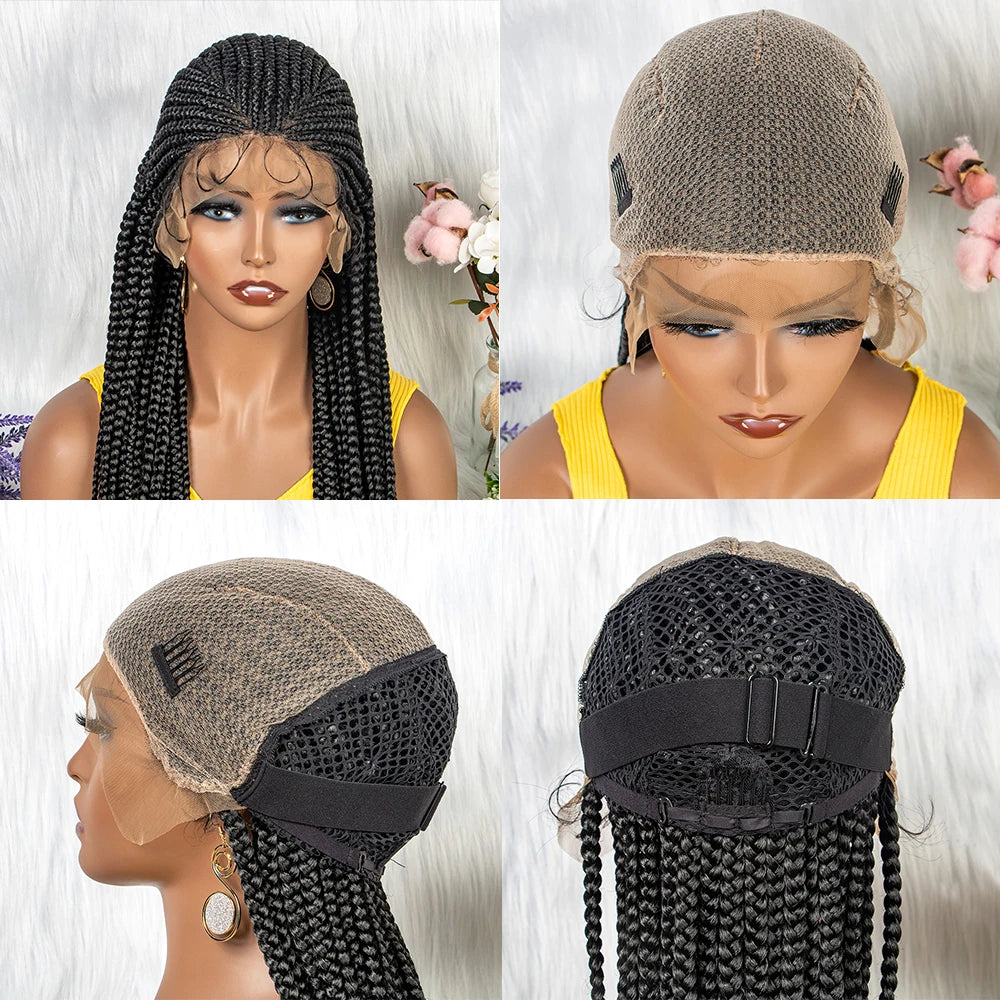 Braided Wigs Synthetic Lace Front, Braid With Baby Hair Braided Lace Front Wigs 34 inch.