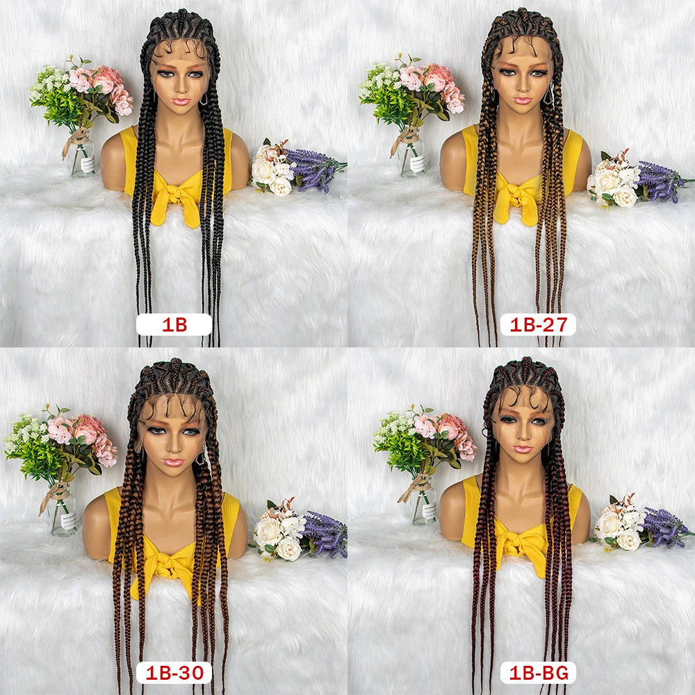 Full Lace Braided Wig, 36 Inches Knotless Cornrow Design