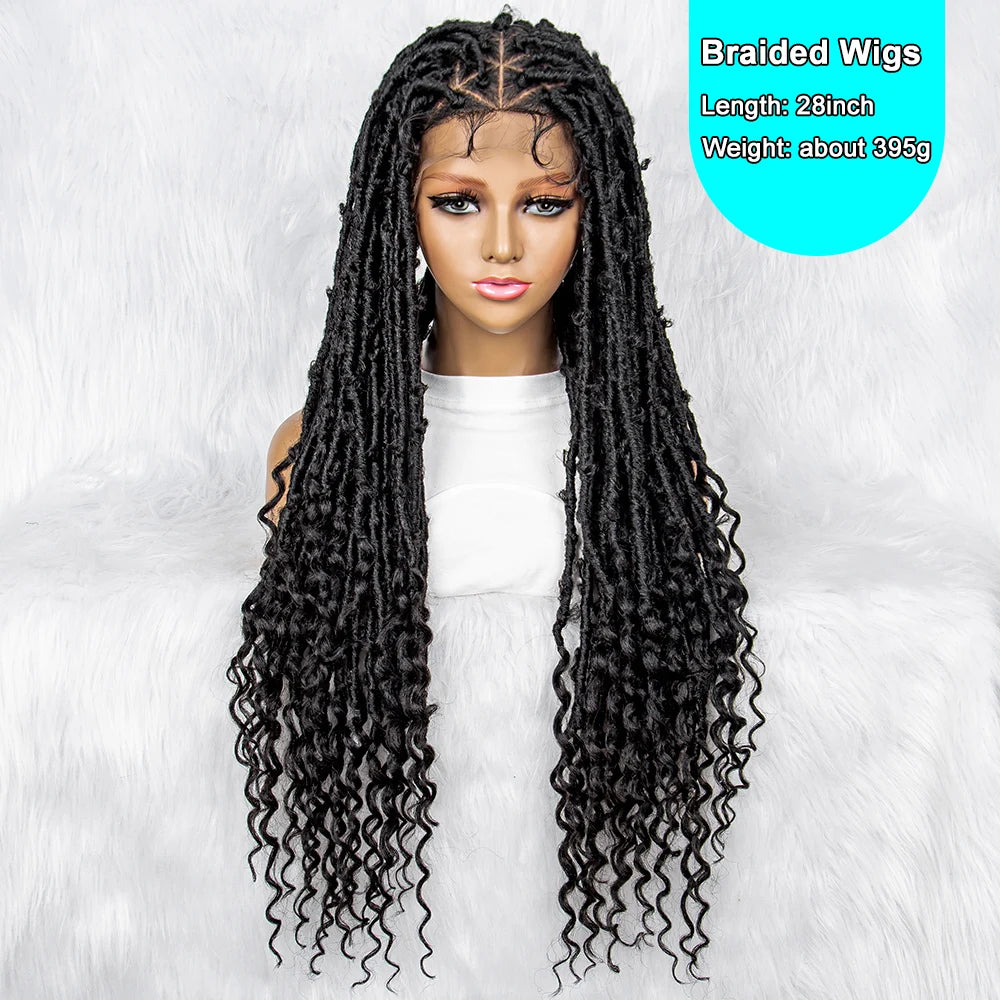 Full Lace Braided Wigs, Lace Front Wig Braided Wigs With Baby Hair Water Wave Wigs Dreadlocks Wigs