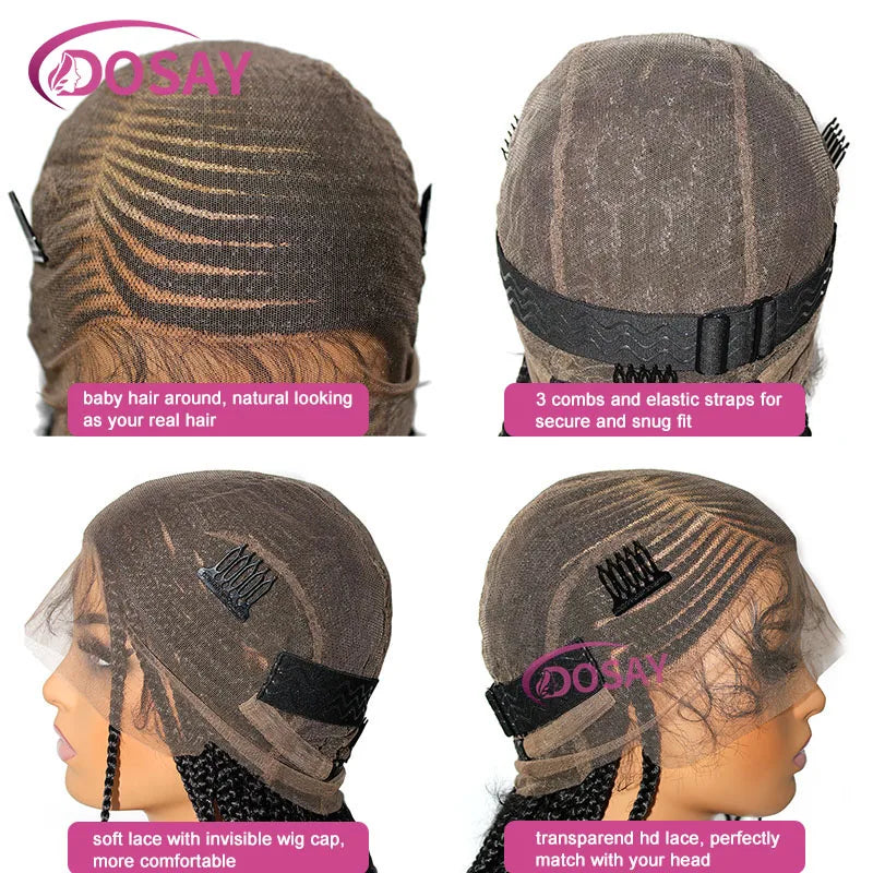 Synthetic Full Lace Front Wig Cornrow Double Braided Wigs For Black Women Box Side Part Braided Lace Wig Faux Locs Braids Wigs