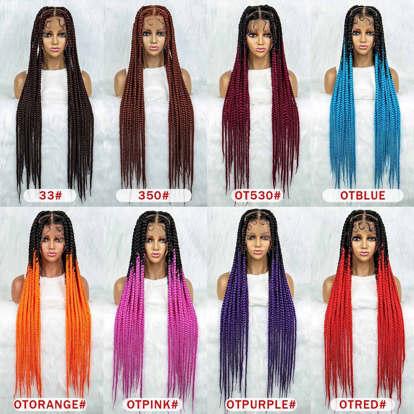 HD Full Lace Braided Wigs Cornrow Braids, Lace Front Wig, Big Square Knotless Box Braids With Baby Hair