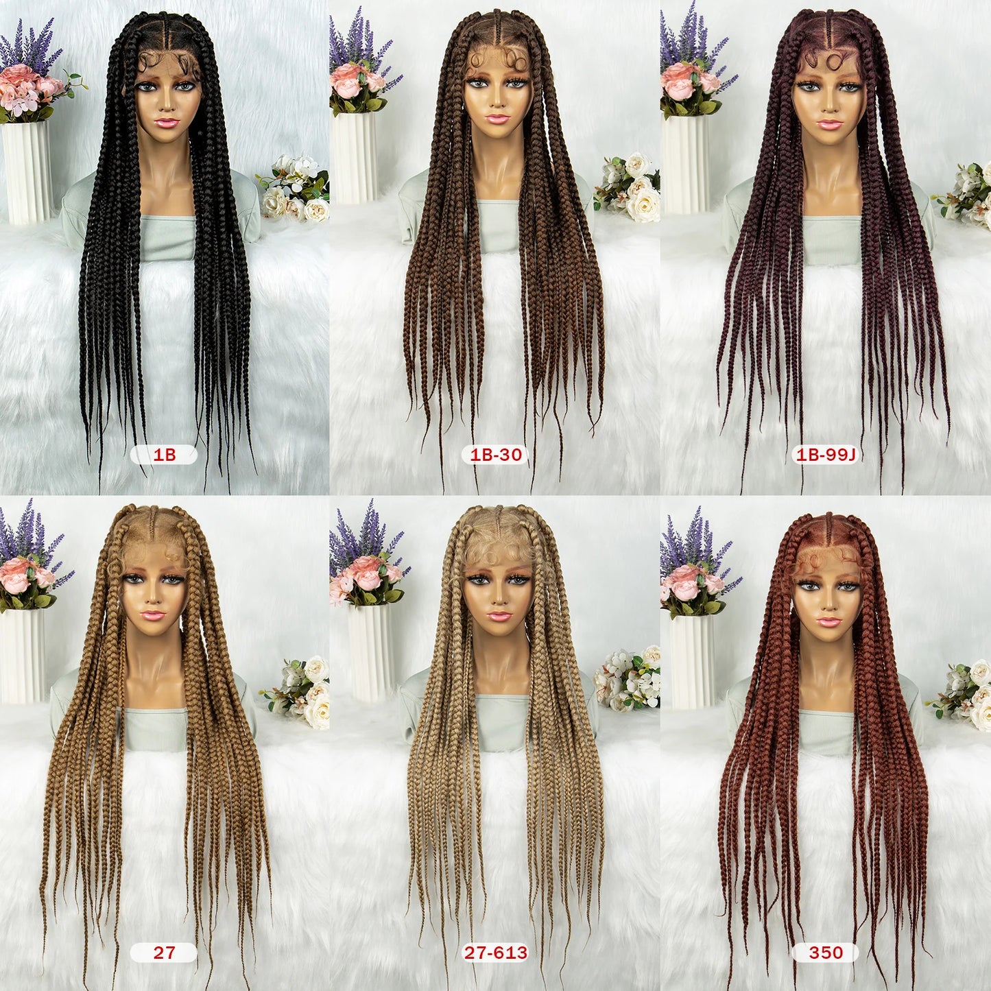 New HD Full Lace Wig Braided Wigs Crochet Braid Braiding Hair Knotless Box Cornrow Braids Wig