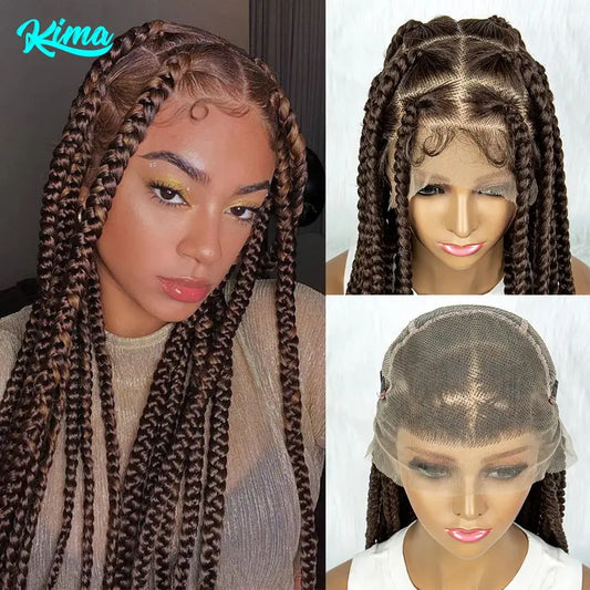 HD Transparent Full Lace Braided Wig, Square Knotless Box Braided