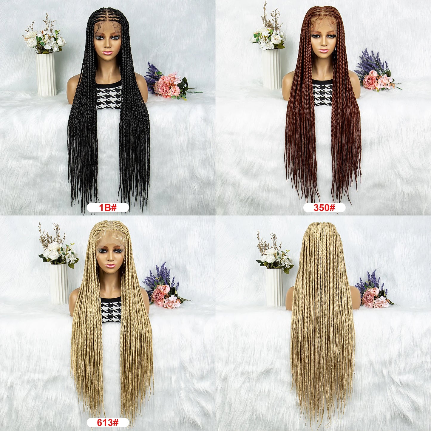 Transparent HD Full Lace Braided Wigs Crochet Braid Braiding Hair Knotless Box Cornrow Braids Wig
