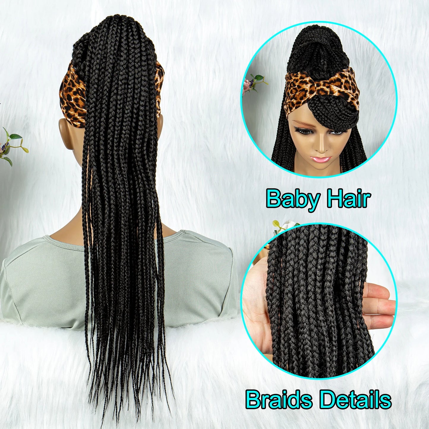 New Style Ponytail Braid Wig With Band, Machine Made Braided Wig, Cornrow Braiding Bangs