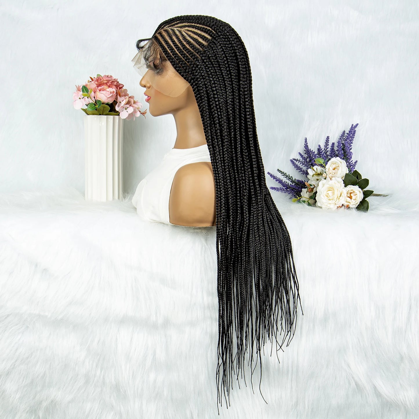 13x6 Lace Front Braided Wigs With Baby Hair, Braided Lace Front Water Wavy