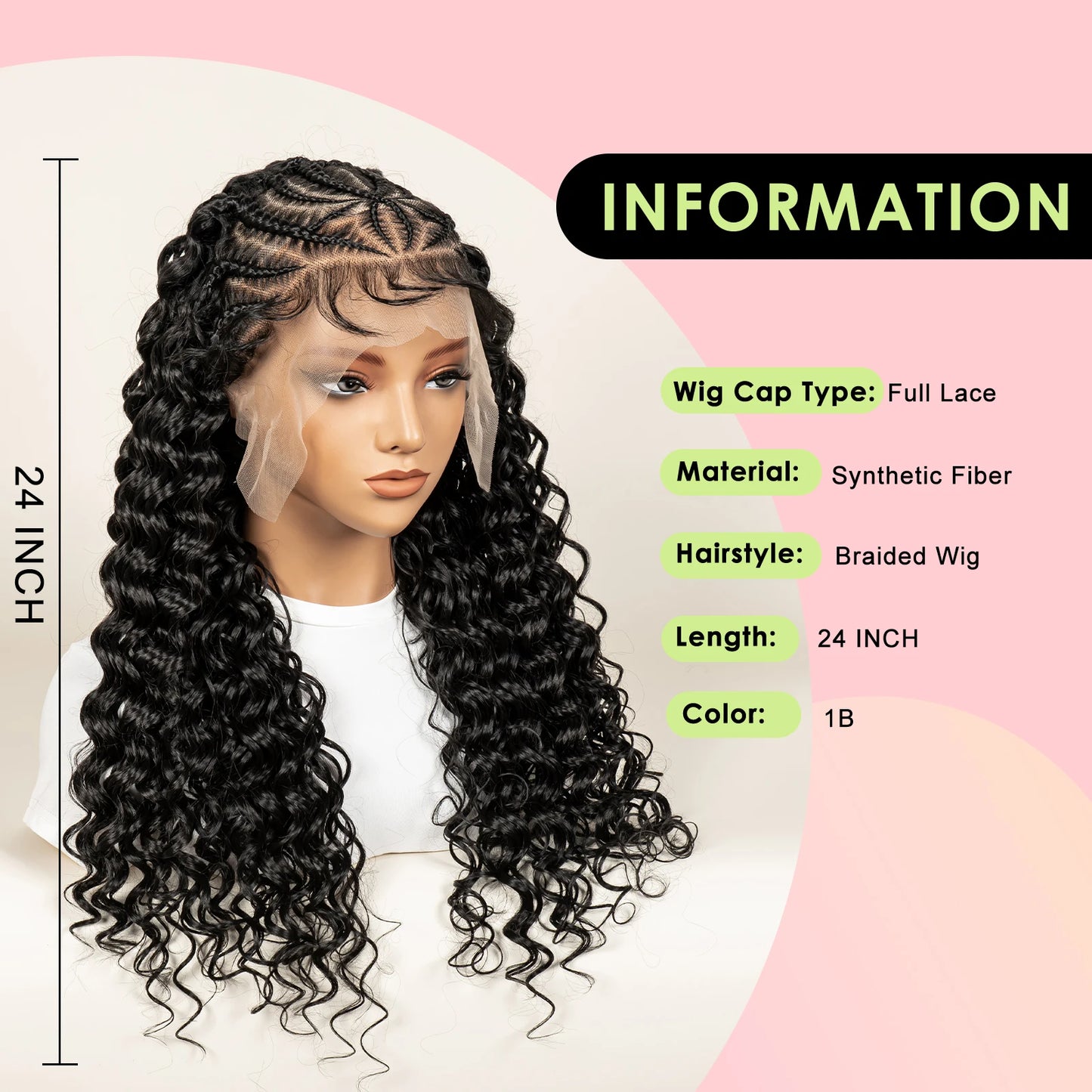 Deep Wave Full Lace Braided Hair Wigs With Baby Hair For Women Braiding Half Cornrow Synthetic Hair wig Pre Styled Braid Wigs - Britica's Beauty On The Go