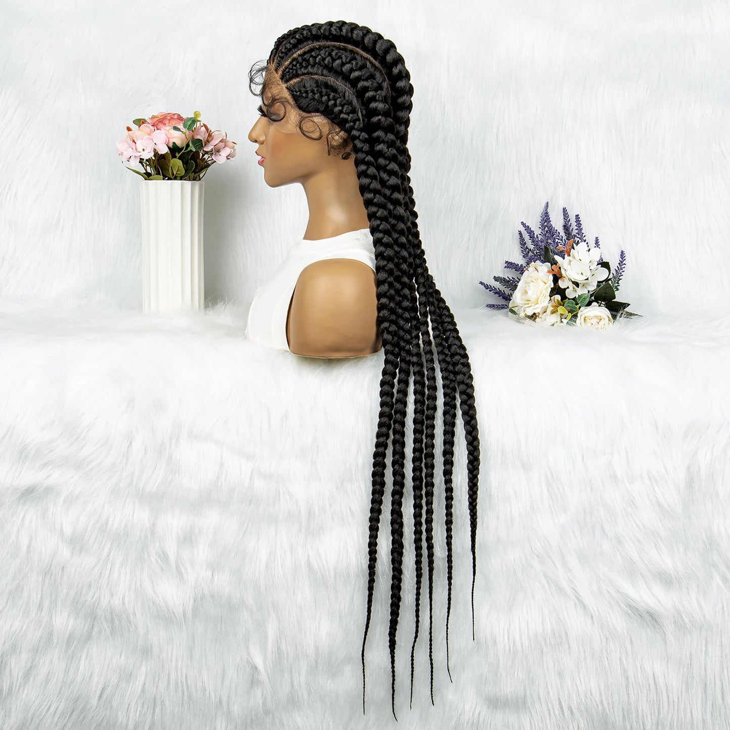 Cornrow Braids, Lace Front Knotless Braided Wig, 36 Inches