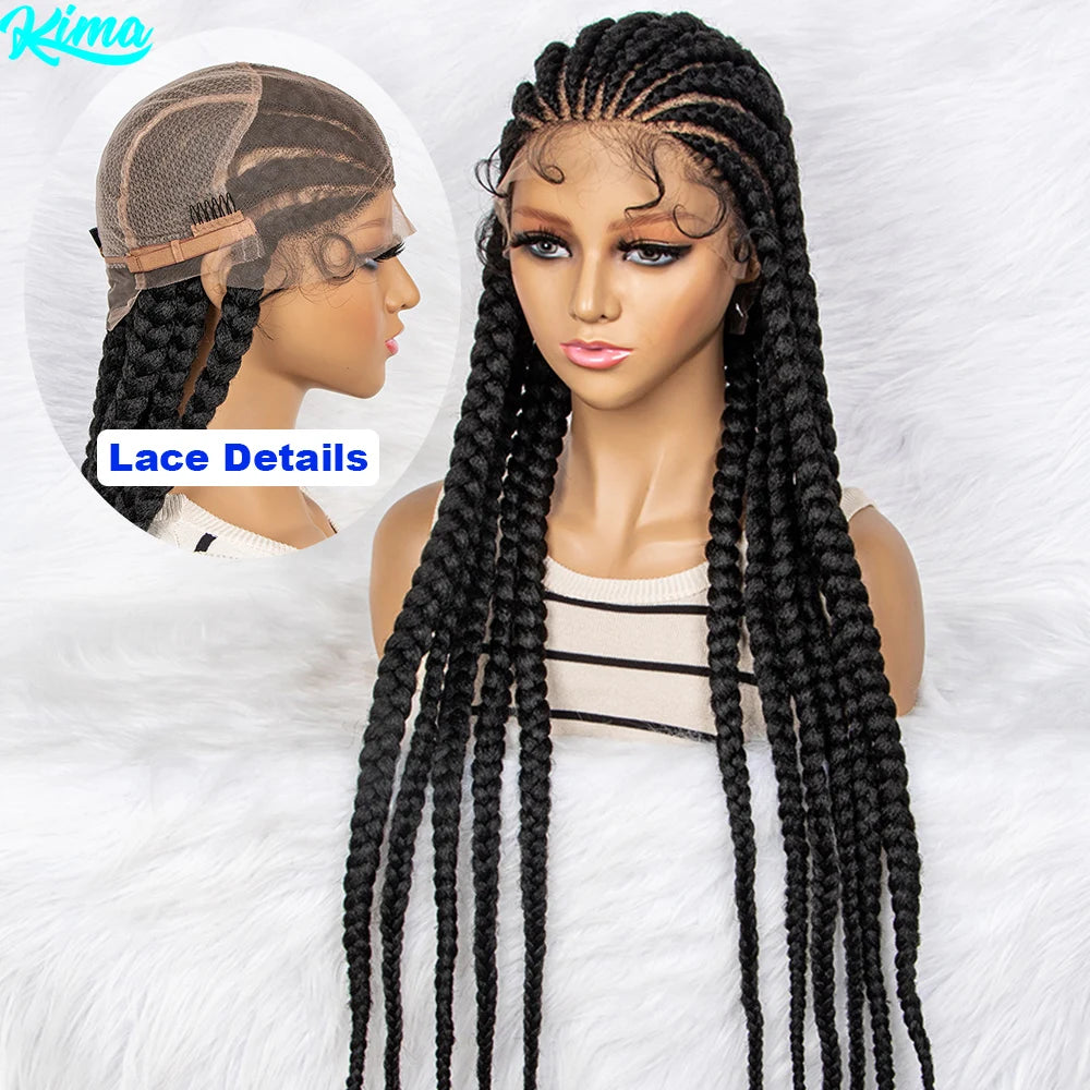 Full Lace Braided Wigs 36 inches Synthetic Lace Front Wig Braided Wigs With Baby Hair