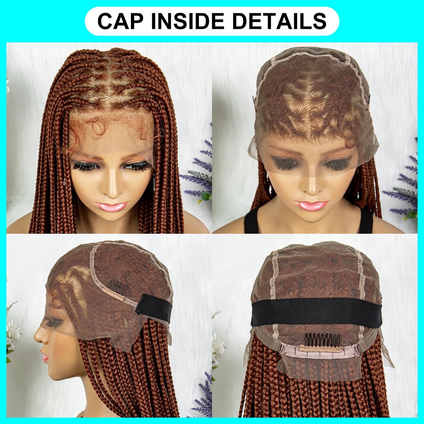 Braided Transparent HD Full Lace Wig, Crochet Braid Braiding Hair Knotless Box Cornrow Braided Wig