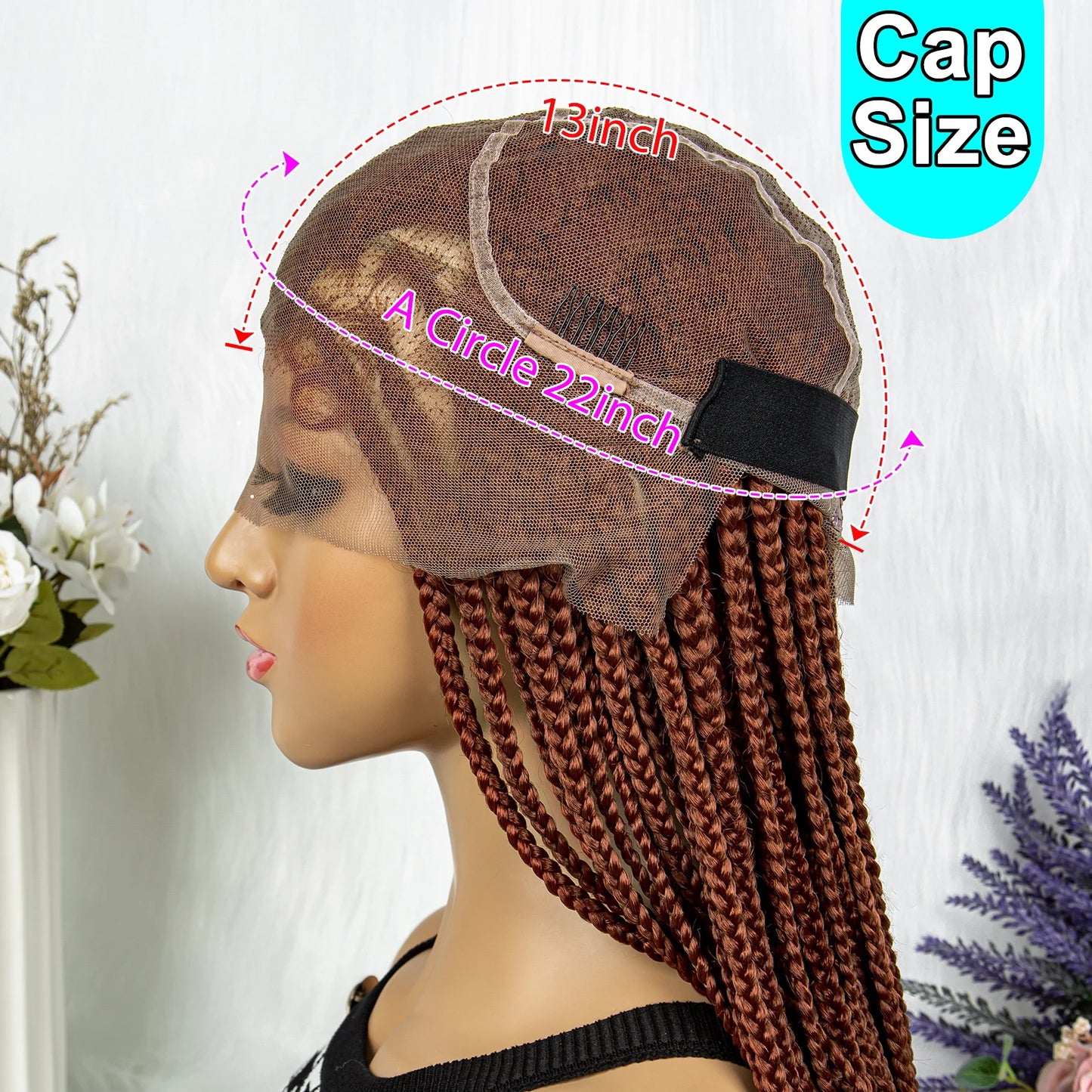 Transparent HD Full Lace Braided Wigs Crochet Braid Braiding Hair Knotless Box Cornrow Braids Wig