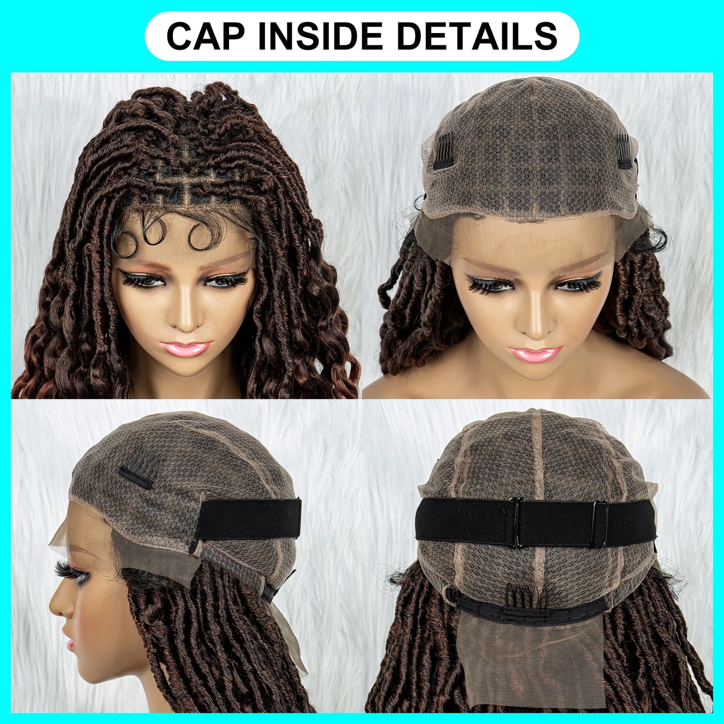 Synthetic Full Lace Wig Braided Wigs, 28 Inches Braiding Hair Knotless Box Braids Wigs With Water Wave
