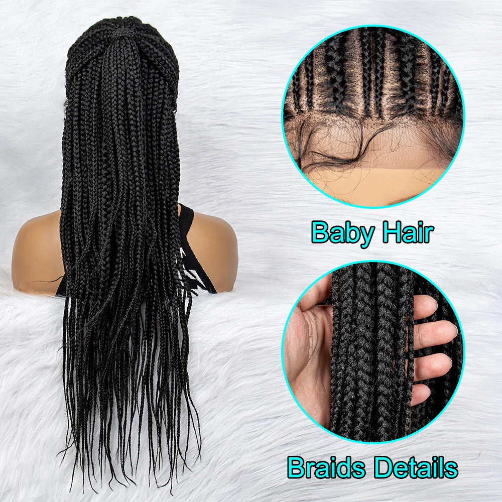 Braided Wigs Synthetic Lace Front Wigs 13x4 Lace Front Braids Wig With Baby Hair