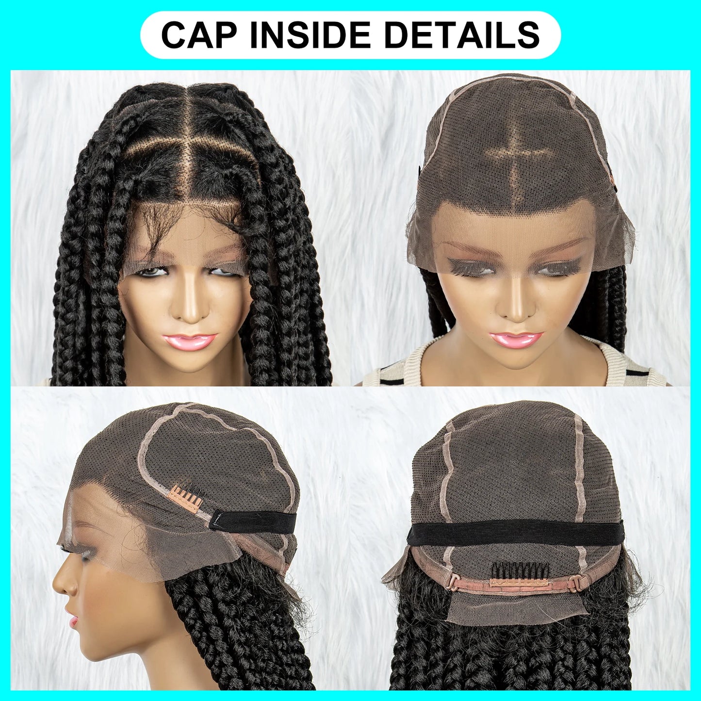 HD Full Lace Braided Wigs Cornrow Braids, Lace Front Wig, Big Square Knotless Box Braids With Baby Hair