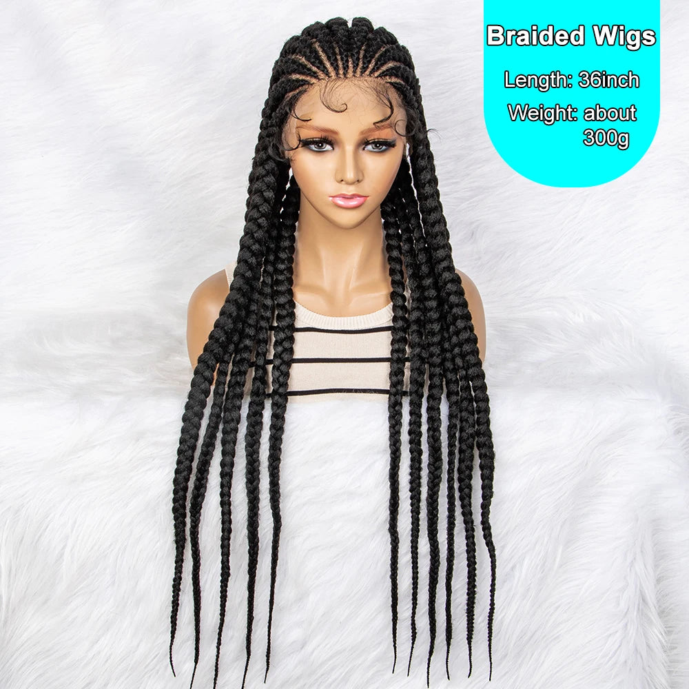 Full Lace Braided Wigs 36 inches Synthetic Lace Front Wig Braided Wigs With Baby Hair