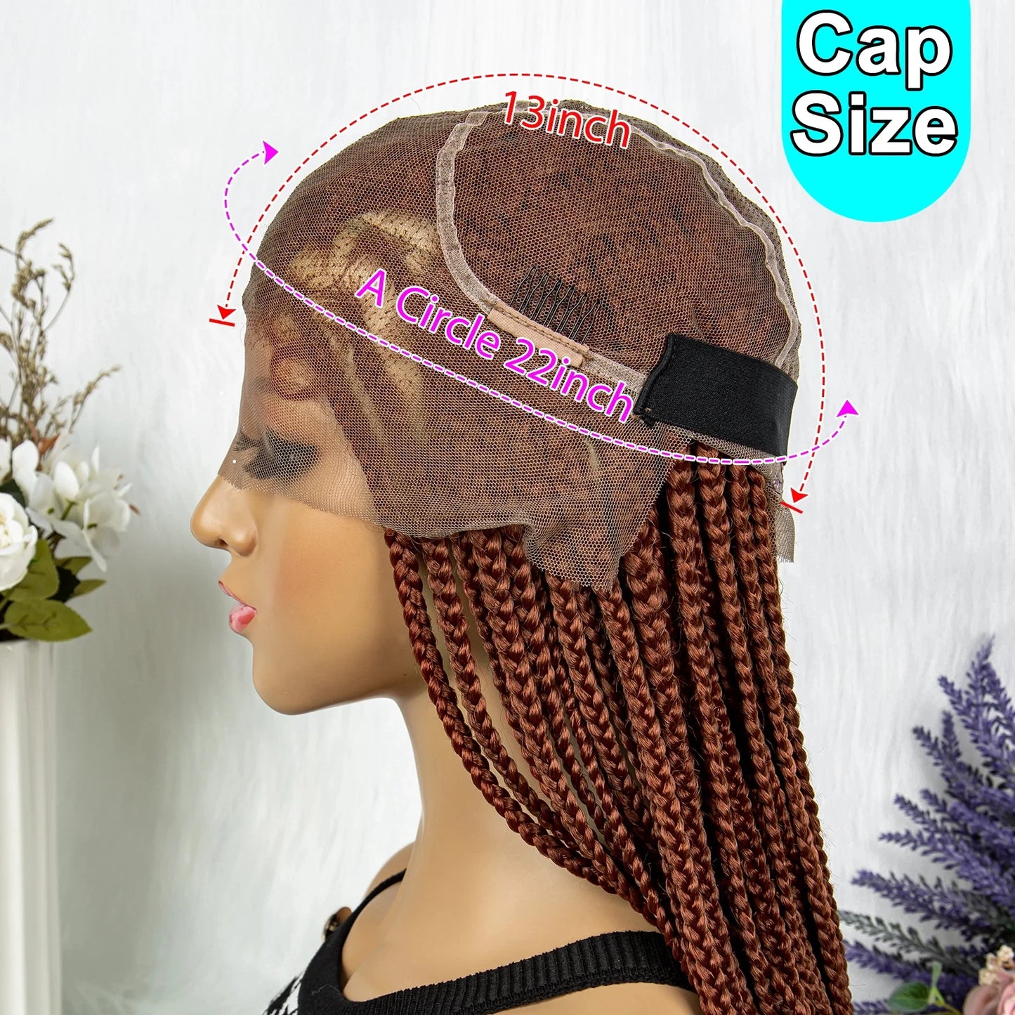 Braided Transparent HD Full Lace Wig, Crochet Braid Braiding Hair Knotless Box Cornrow Braided Wig
