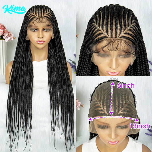 13x6 Lace Front Braided Wigs With Baby Hair, Braided Lace Front Water Wavy
