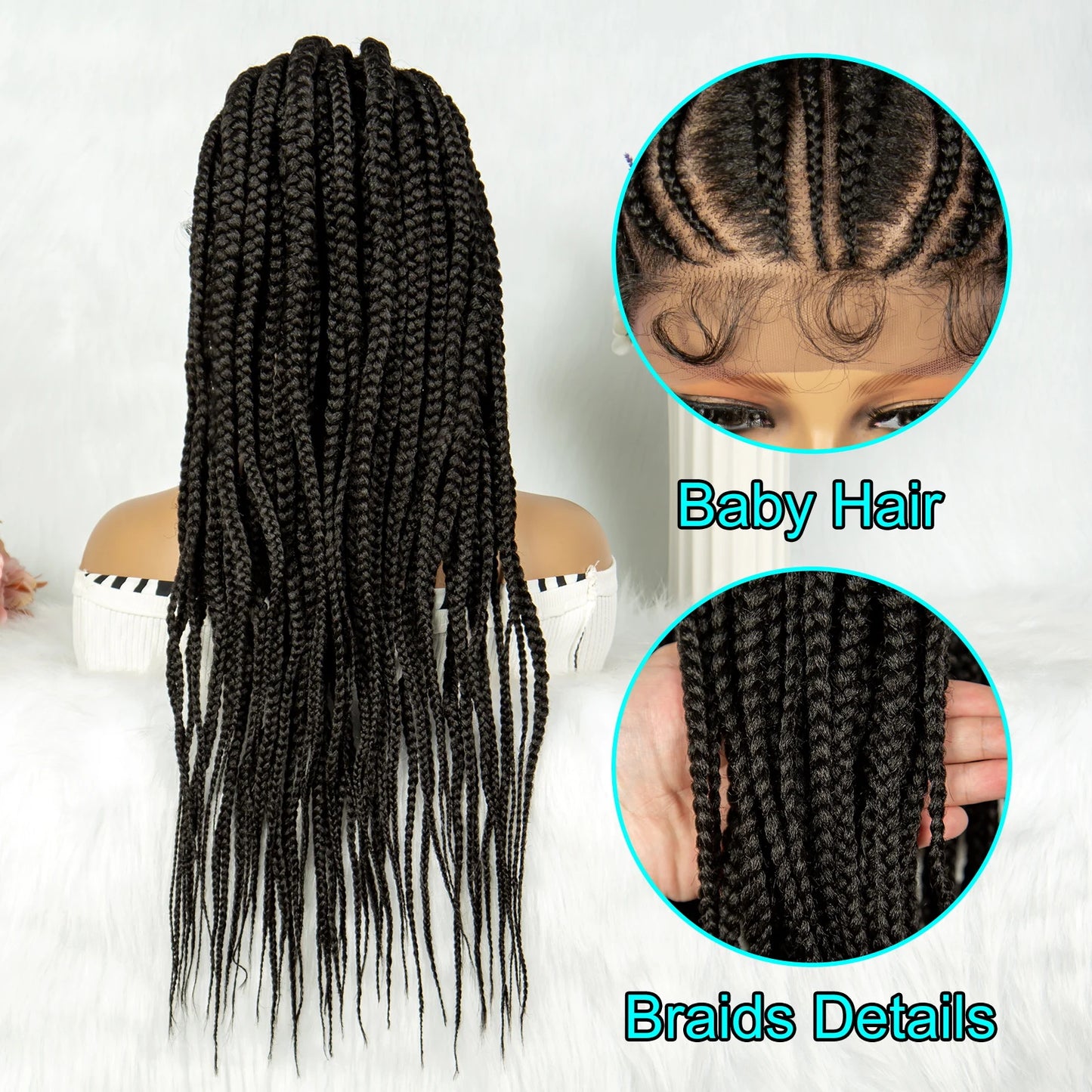 13x6 Lace Front Lace Wigs, Crochet Faux Locs Braided Wigs