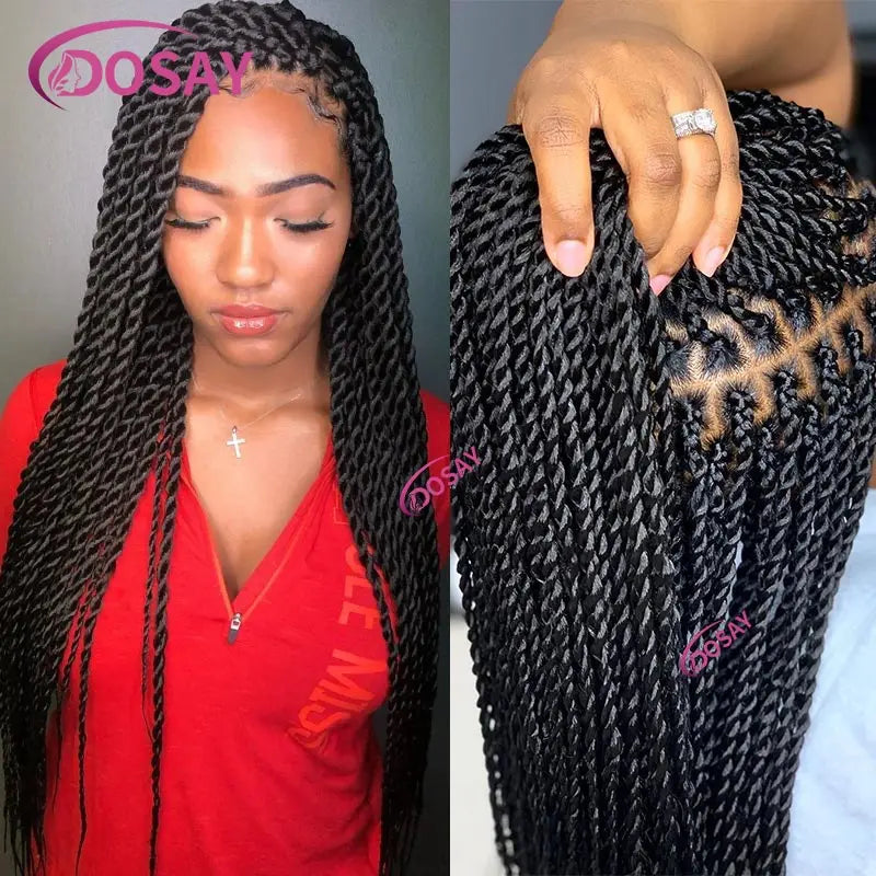 Twist Braided Wig Box Braided Lace Front Wig Synthetic Full Lace Frontal Wig Faux Locs Wig Goddess Braided Unit - Britica's Beauty On The Go