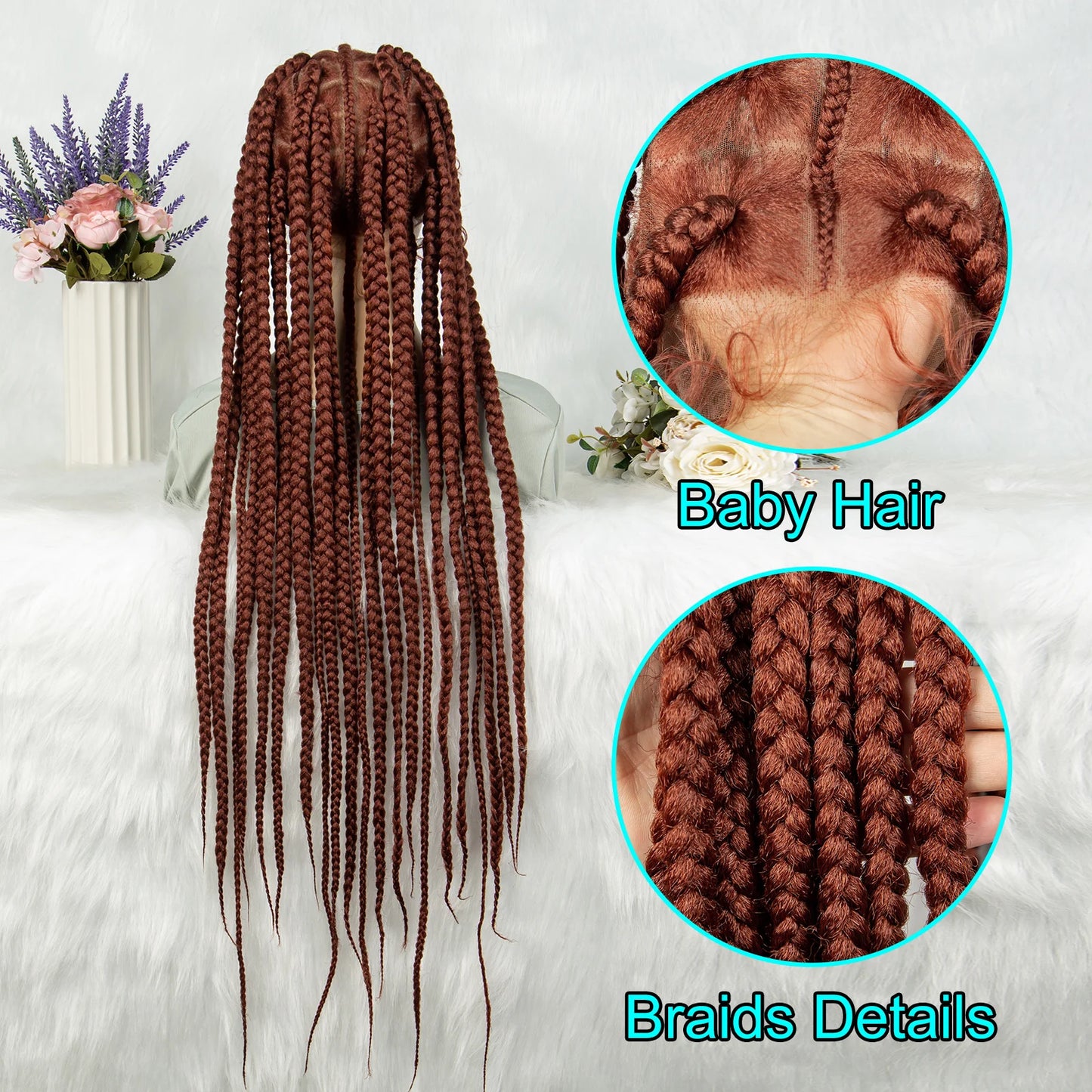 New HD Full Lace Wig Braided Wigs Crochet Braid Braiding Hair Knotless Box Cornrow Braids Wig