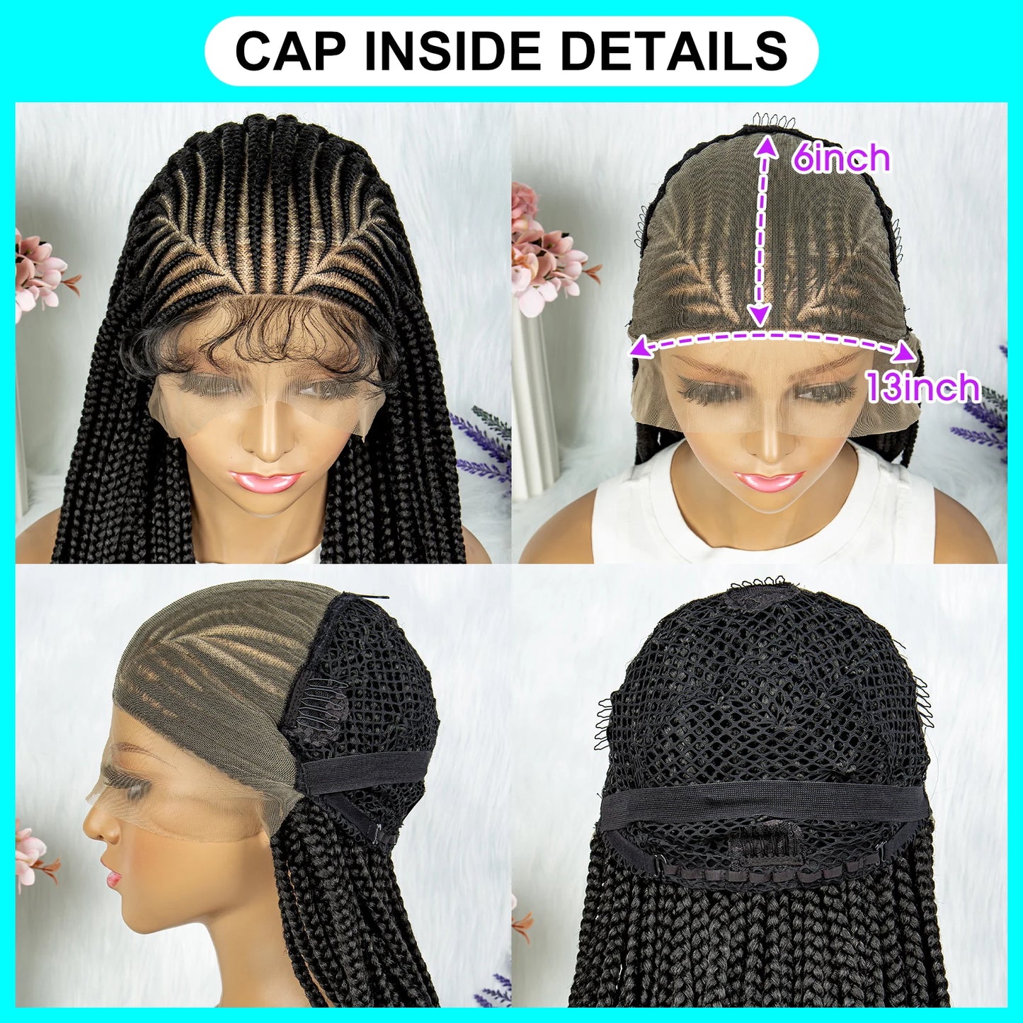 13x6 Lace Front Braided Wigs With Baby Hair, Braided Lace Front Water Wavy