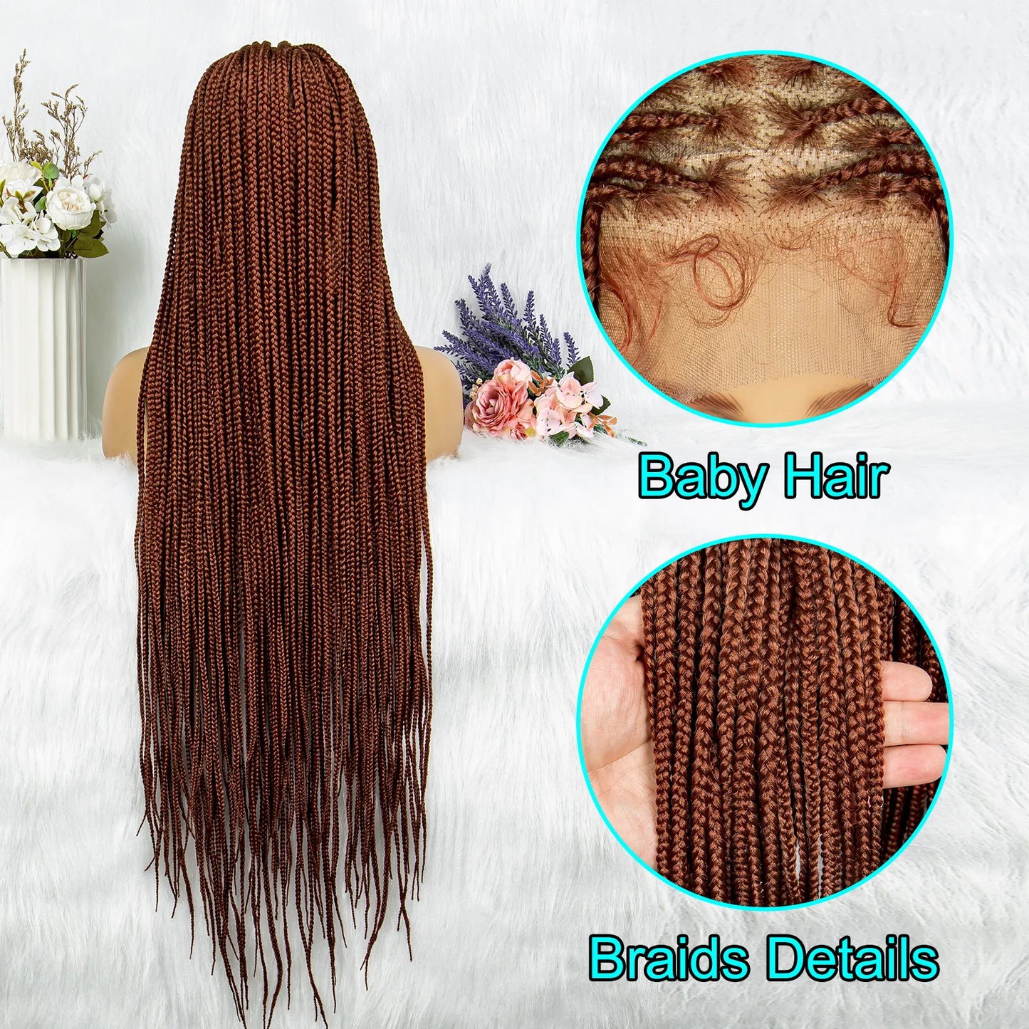 Transparent HD Full Lace Braided Wigs Crochet Braid Braiding Hair Knotless Box Cornrow Braids Wig