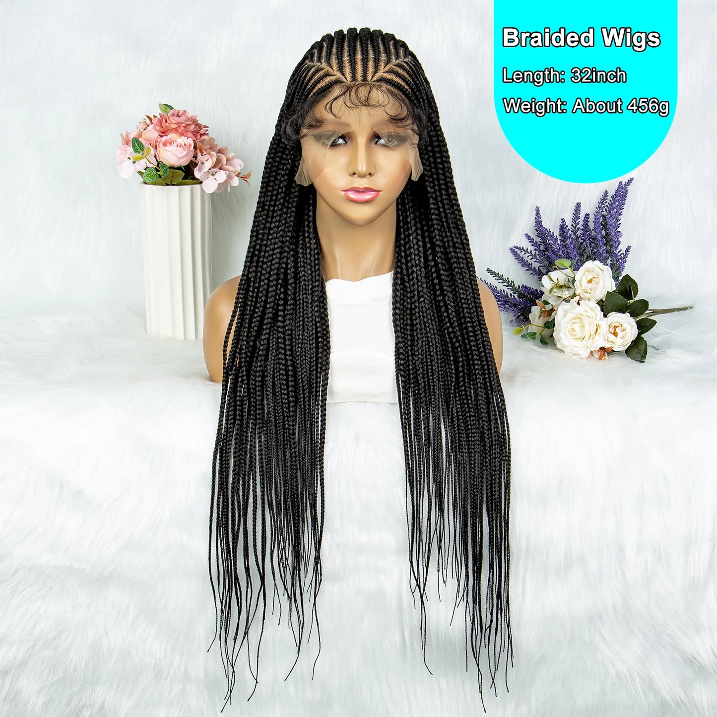 13x6 Lace Front Braided Wigs With Baby Hair, Braided Lace Front Water Wavy