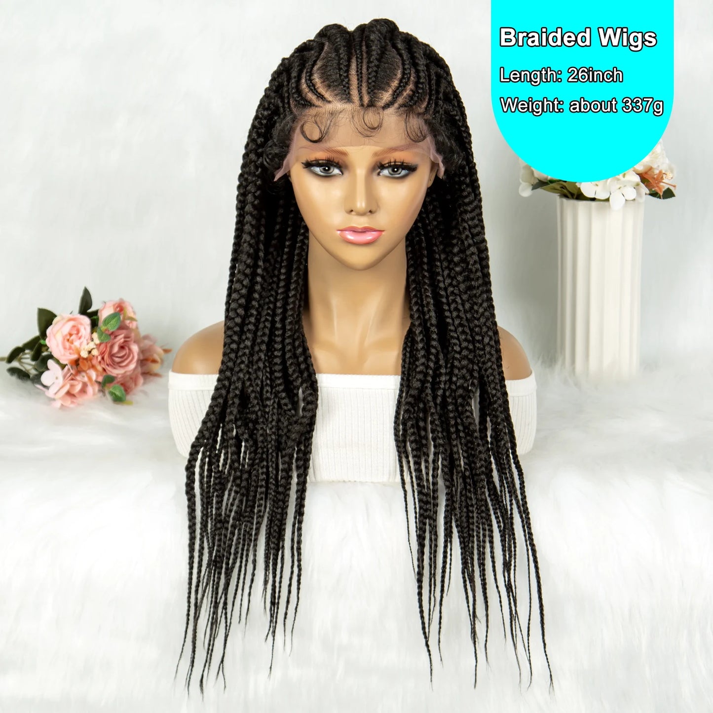 13x6 Lace Front Lace Wigs, Crochet Faux Locs Braided Wigs