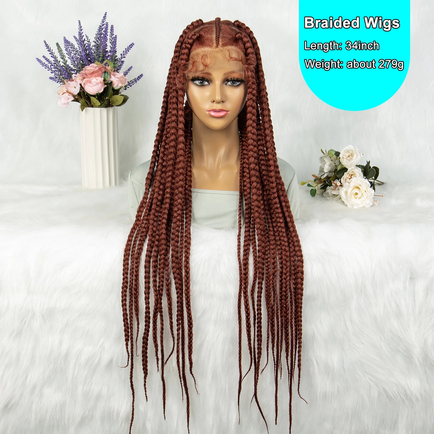 New HD Full Lace Wig Braided Wigs Crochet Braid Braiding Hair Knotless Box Cornrow Braids Wig