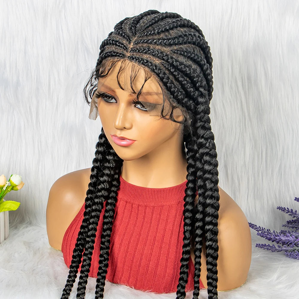 Synthetic Lace Front Wig Braided Wigs With Baby Hair Synthetic Full Lace Wigs