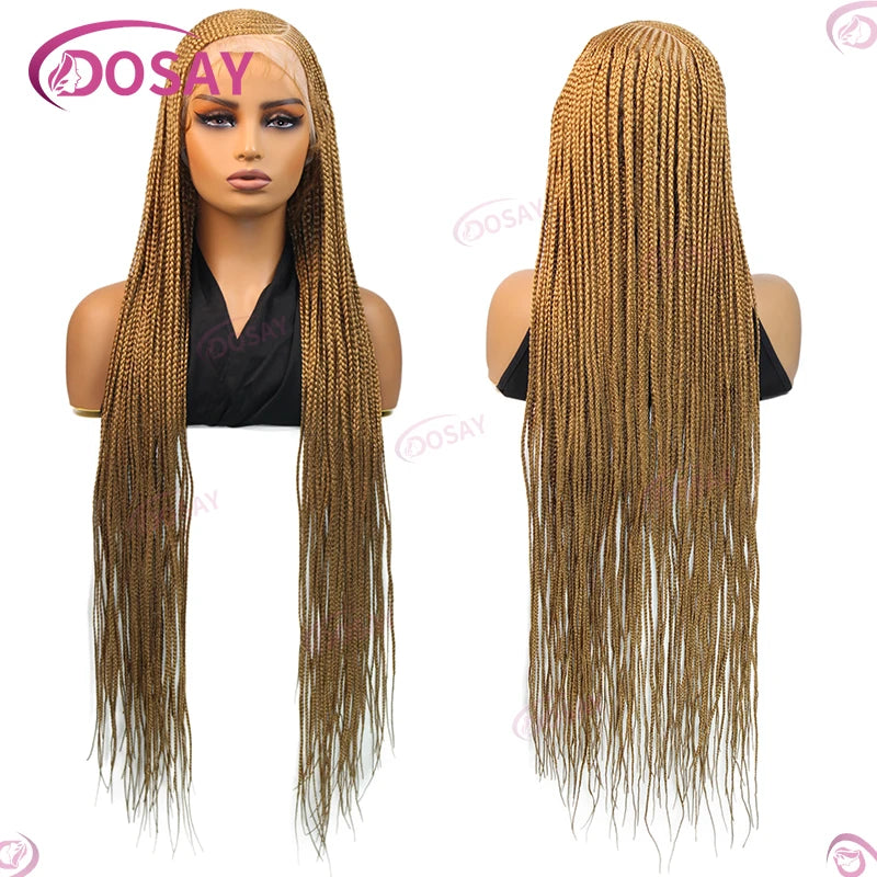 Synthetic Full Lace Front Wig Cornrow Double Braided Wigs For Black Women Box Side Part Braided Lace Wig Faux Locs Braids Wigs