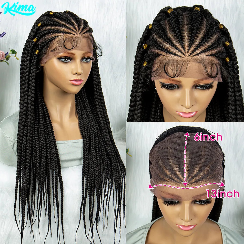 13x6 Lace Front Braided Wigs, Synthetic Lace Front Wig Cornrow with Baby Hair.