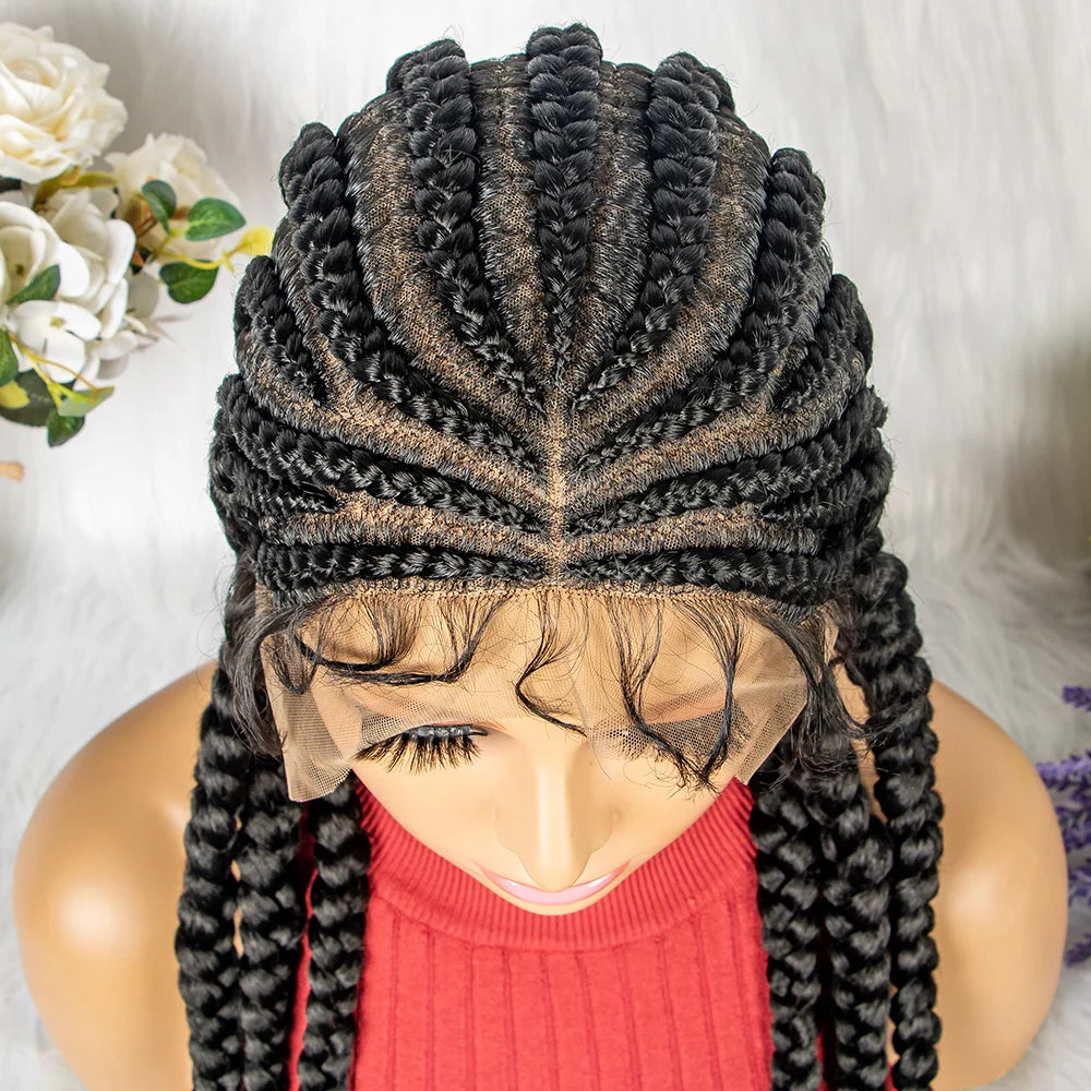 Synthetic Lace Front Wig Braided Wigs With Baby Hair Synthetic Full Lace Wigs
