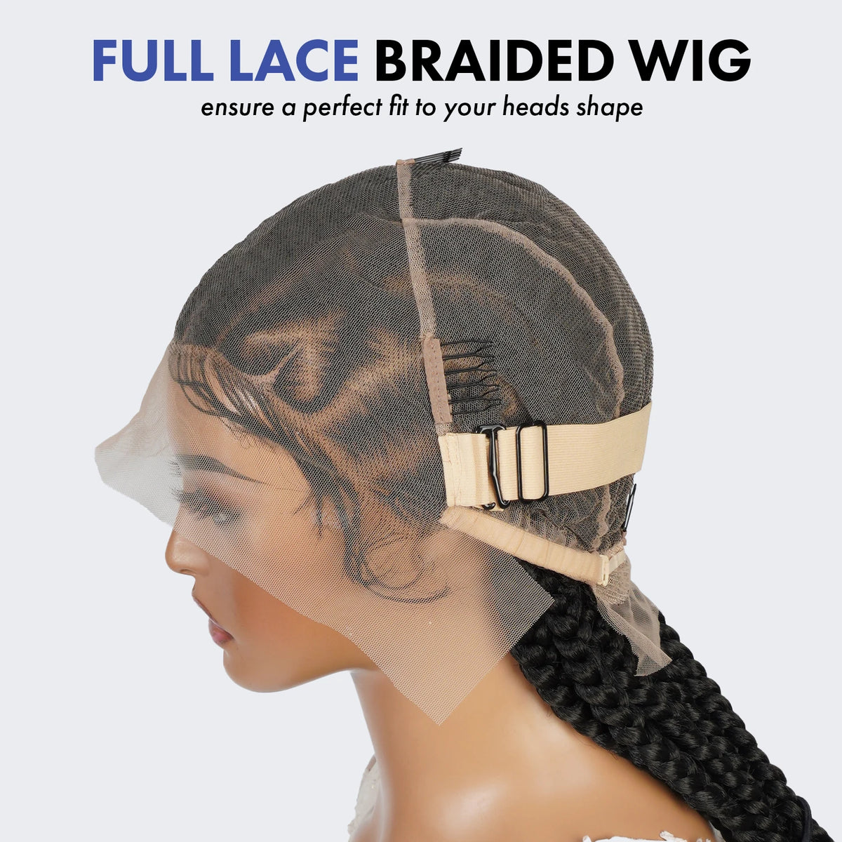 Authentic Glueless Full Lace Braided Wig Jumbo Straight Back Feed-In Braids Crisscross Heart Design 1B 36" BW Unit6 - Britica's Beauty On The Go