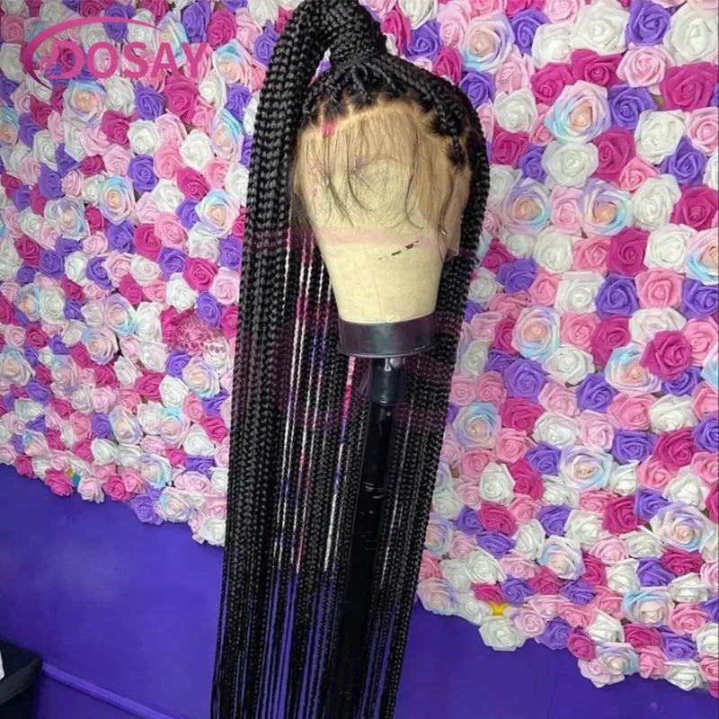 36Inch Synthetic Long Box Braided Wig Full Lace Straight Knotless Cornrow Braids with Baby Hair - Britica's Beauty On The Go