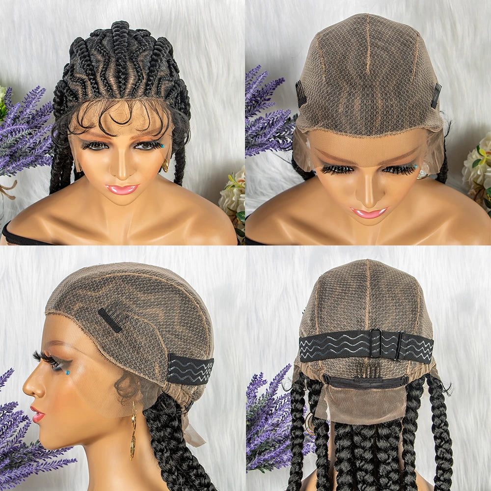 Full Lace Braided Wig, 36 Inches Knotless Cornrow Design