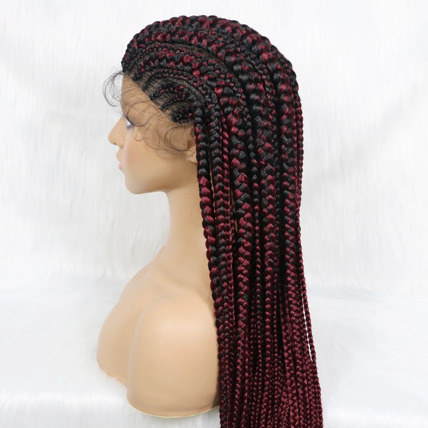 Lace Front Wig, Knotless Box Braided Wig With Baby Hair 36’‘ Lace Synthetic Braiding Hair