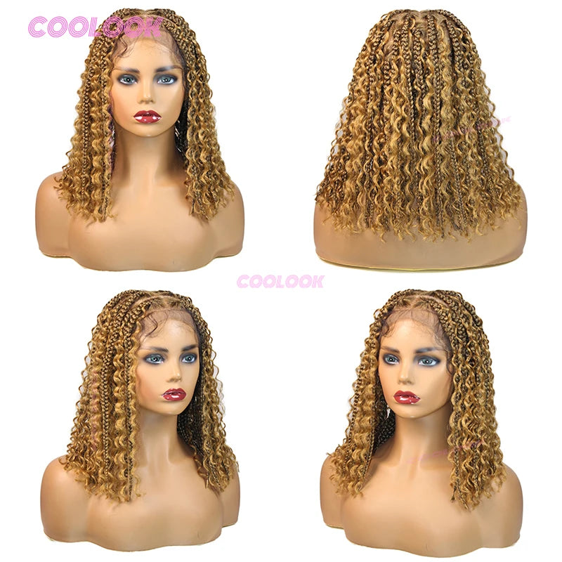 12“ Boho Braids Lace Wig Synthetic Short Box Braided Wig Full Lace Front - Britica's Beauty On The Go
