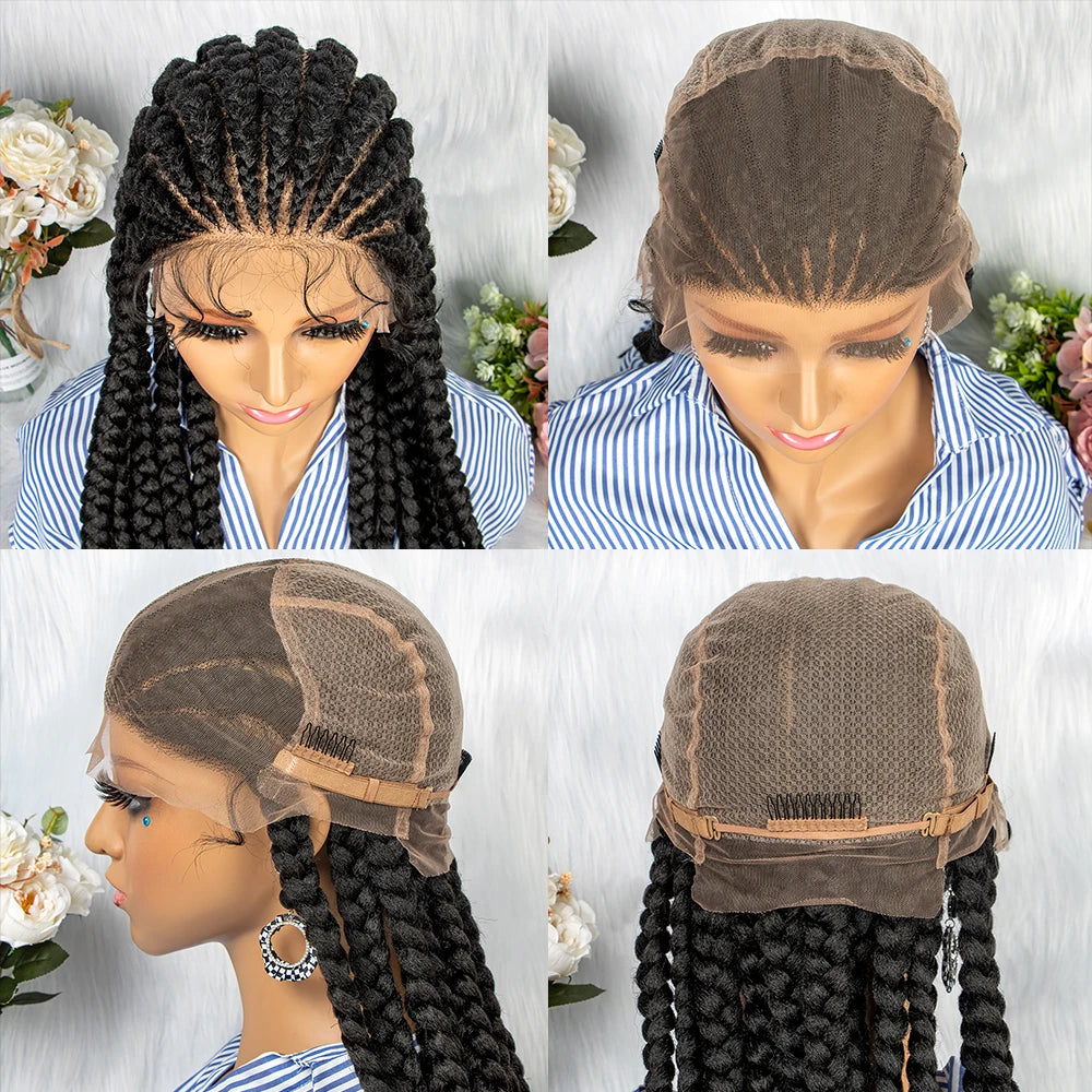 New Arrival Lace Front Wig Braided With Baby Hair 34 inches Braided Full Lace
