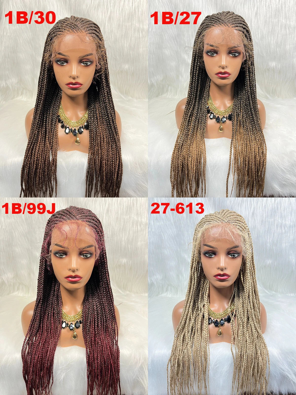 Cornrow Box Braided Wig, Lace Frontal Wig with Baby Hair, 24 inches