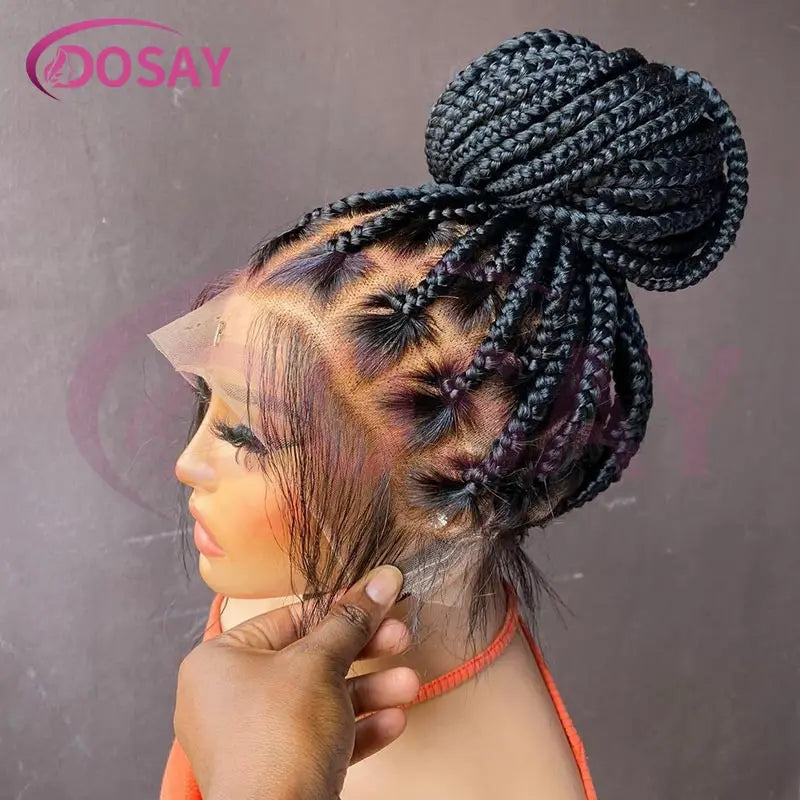 36Inch Synthetic Long Box Braided Wig Full Lace Straight Knotless Cornrow Braids with Baby Hair - Britica's Beauty On The Go