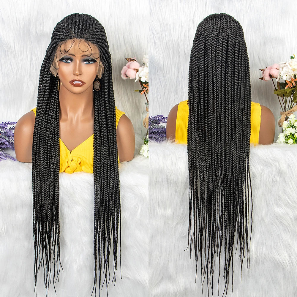 Braided Wigs Synthetic Lace Front, Braid With Baby Hair Braided Lace Front Wigs 34 inch.
