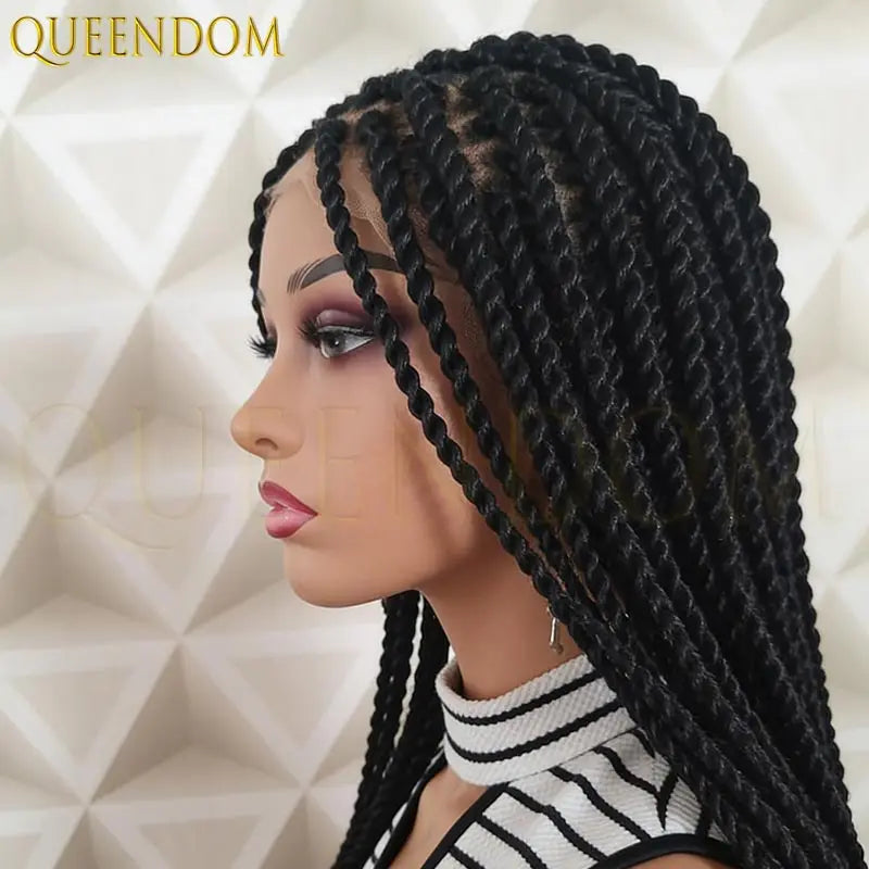 Faux Locs 36" Full Lace Frontal Wig Synthetic Senegalese Twist Braid Wig Knotless Box Braided Wig - Britica's Beauty On The Go