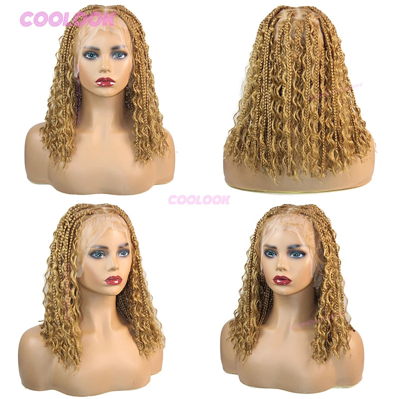 12“ Boho Braids Lace Wig Synthetic Short Box Braided Wig Full Lace Front - Britica's Beauty On The Go