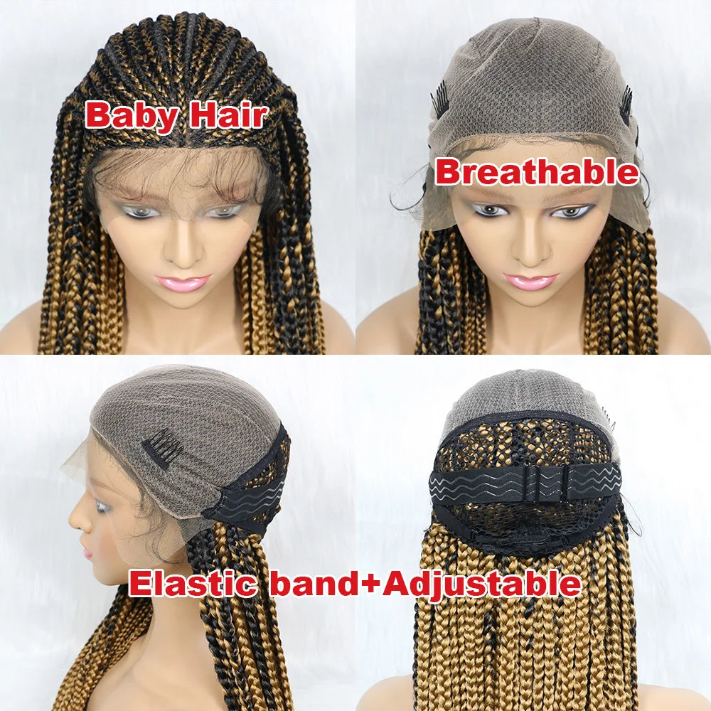 Full Lace Braided Wigs, 36 Inches Synthetic Lace Front Braids Wigs With Baby Hair
