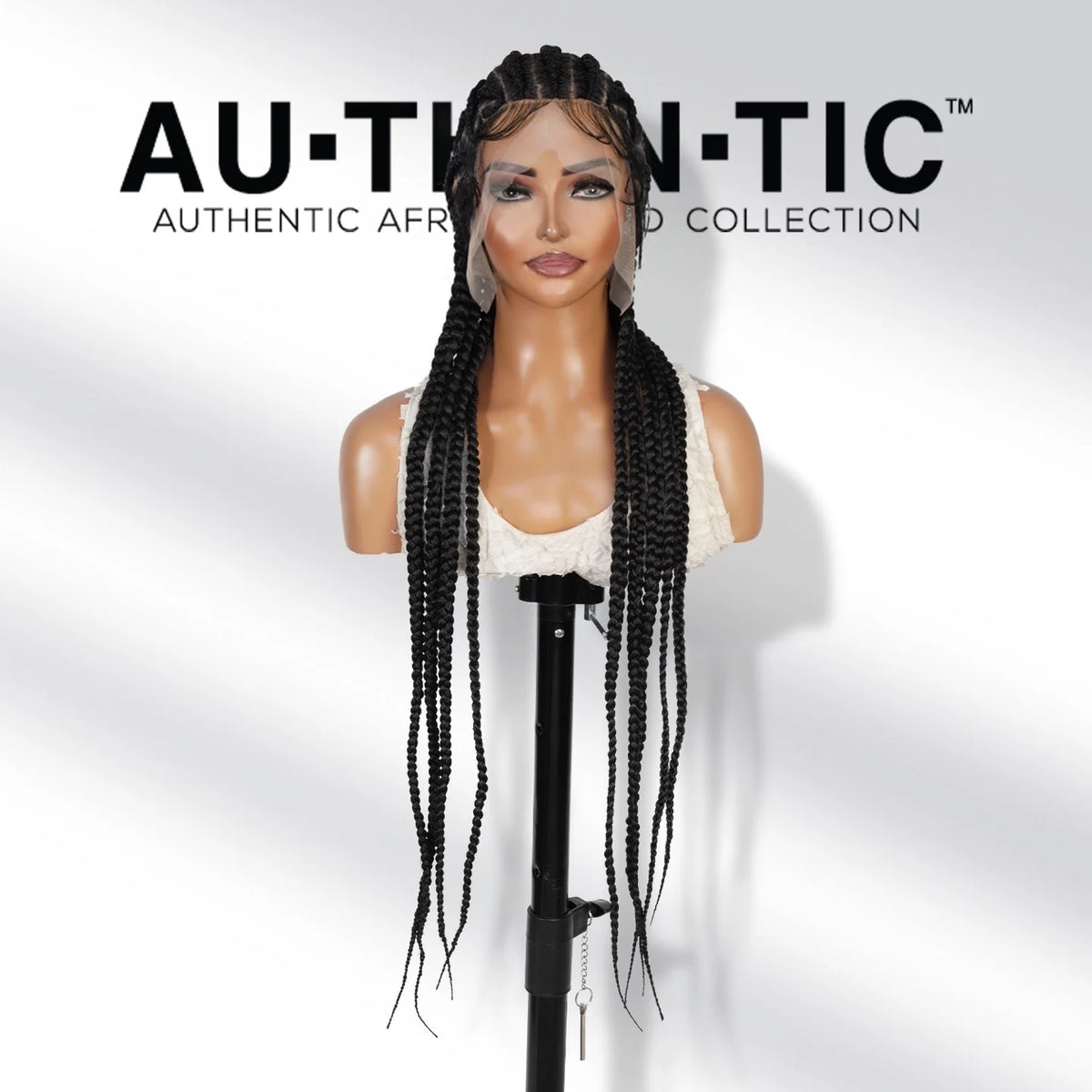 Authentic Glueless Full Lace Braided Wig Jumbo Straight Back Feed-In Braids Crisscross Heart Design 1B 36" BW Unit6 - Britica's Beauty On The Go